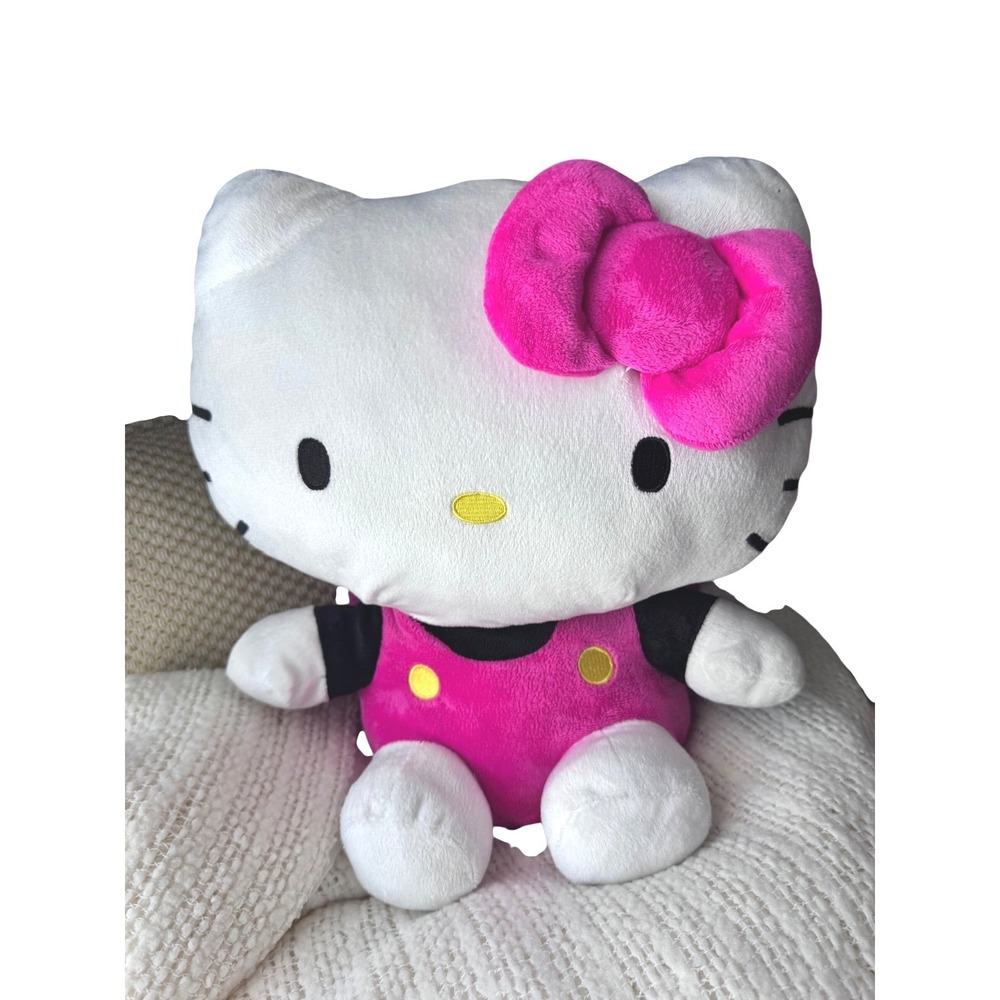 Hello Kitty Sanrio 14"‎ Plush Backpack Pink Overalls Bow 2025 Kawaii